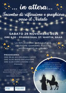 …in attesa…Incontro di riflessione e preghiera verso il Natale – Sabato 29.11.2025