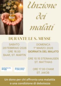 Unzione dei malati – Sabato 28.2. e Domenica 1.3.2026